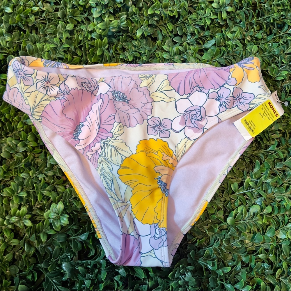 Lavender Purple and orange Floral Bikini